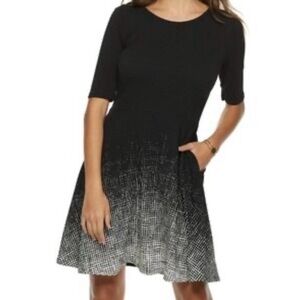 Apt. 9 black white  a-line mini dress geometric gradient pattern women’s XXL